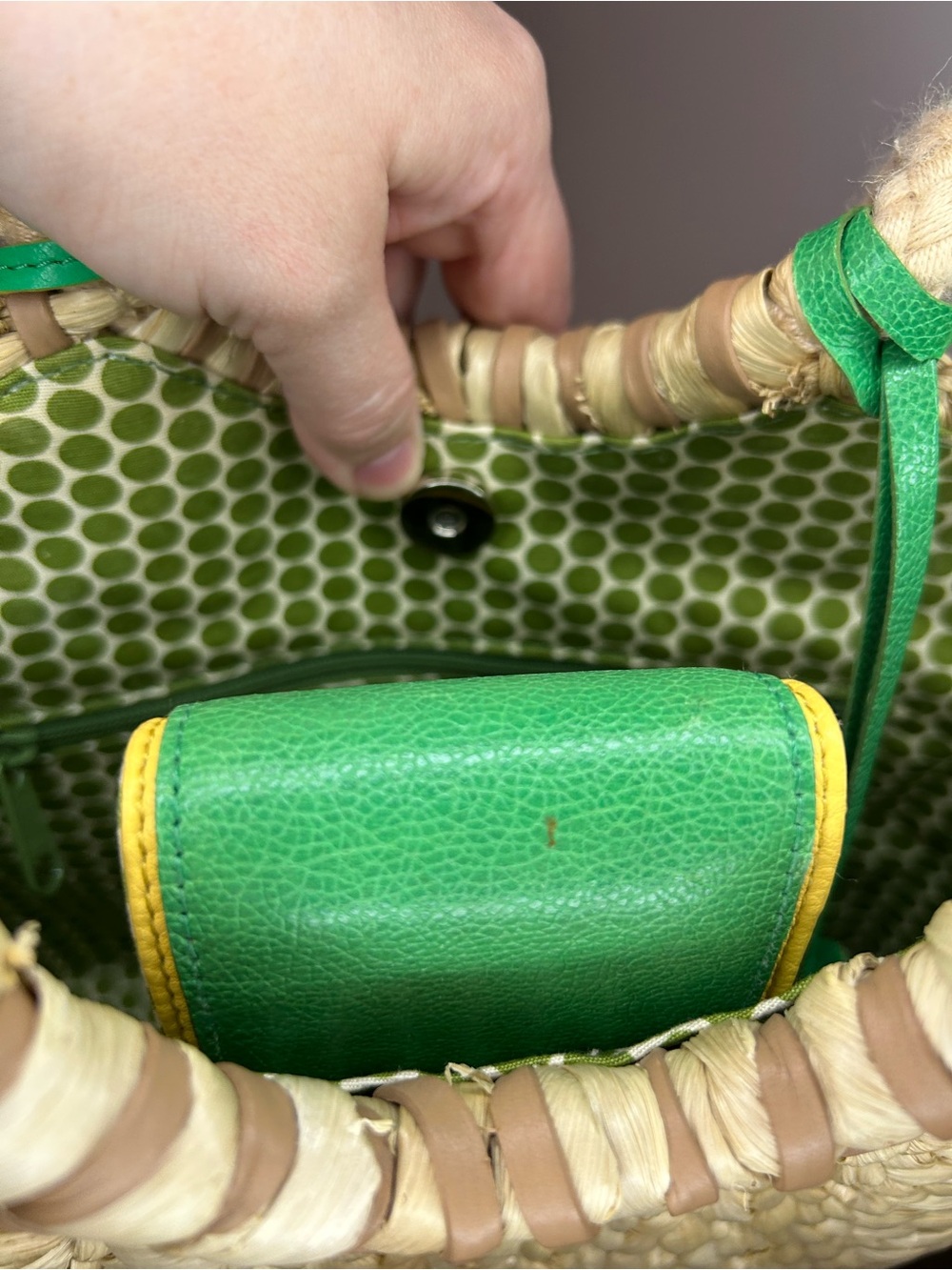 Brighton Woven Hula Straw Tote with Green Leaf Appliqué & Red Flower Charm - Picture 13 of 17